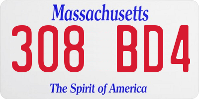 MA license plate 308BD4