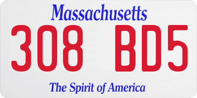MA license plate 308BD5