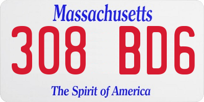 MA license plate 308BD6