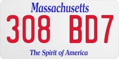 MA license plate 308BD7