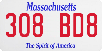 MA license plate 308BD8