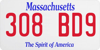 MA license plate 308BD9