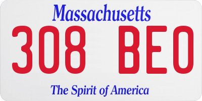 MA license plate 308BE0