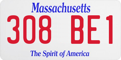 MA license plate 308BE1