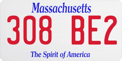 MA license plate 308BE2