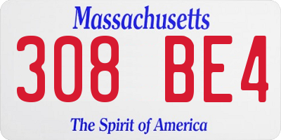 MA license plate 308BE4