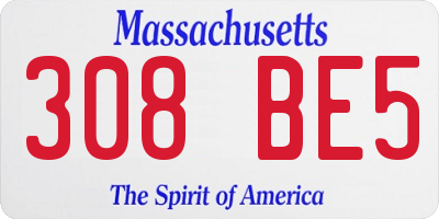 MA license plate 308BE5