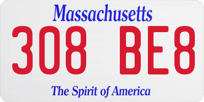MA license plate 308BE8