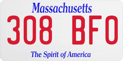 MA license plate 308BF0