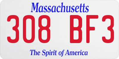 MA license plate 308BF3