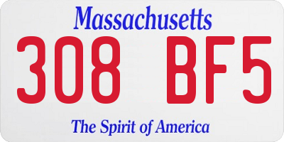 MA license plate 308BF5