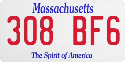 MA license plate 308BF6