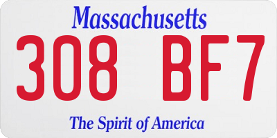 MA license plate 308BF7