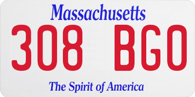 MA license plate 308BG0