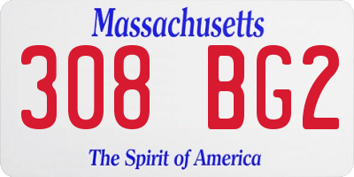 MA license plate 308BG2