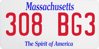 MA license plate 308BG3