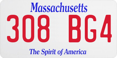 MA license plate 308BG4