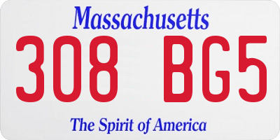 MA license plate 308BG5
