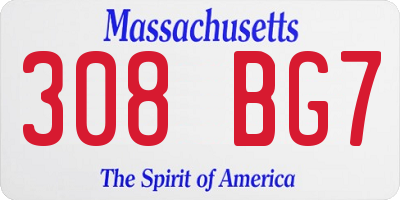 MA license plate 308BG7