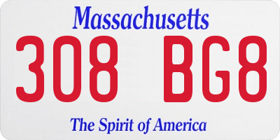 MA license plate 308BG8