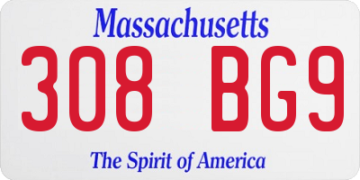 MA license plate 308BG9