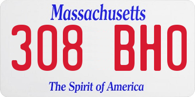 MA license plate 308BH0