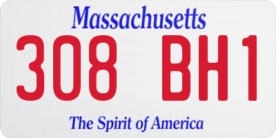 MA license plate 308BH1