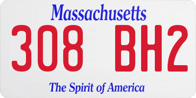 MA license plate 308BH2
