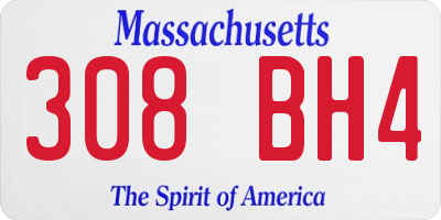 MA license plate 308BH4