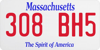 MA license plate 308BH5