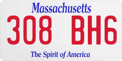 MA license plate 308BH6