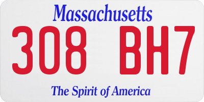 MA license plate 308BH7