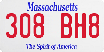 MA license plate 308BH8