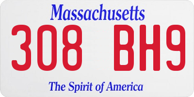 MA license plate 308BH9