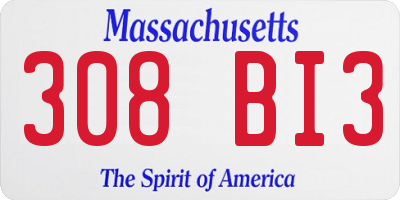 MA license plate 308BI3