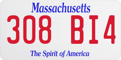 MA license plate 308BI4