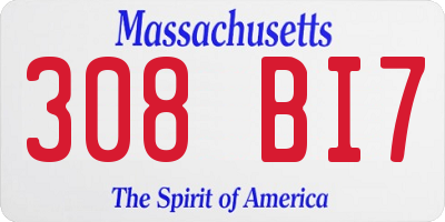 MA license plate 308BI7