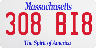 MA license plate 308BI8