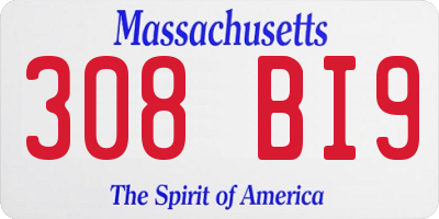 MA license plate 308BI9