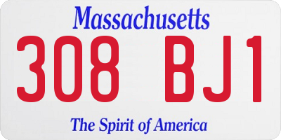MA license plate 308BJ1