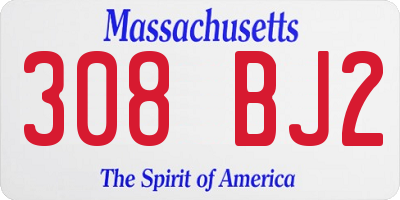 MA license plate 308BJ2
