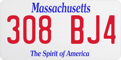 MA license plate 308BJ4