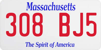 MA license plate 308BJ5