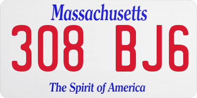 MA license plate 308BJ6