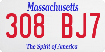 MA license plate 308BJ7