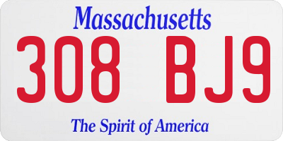 MA license plate 308BJ9