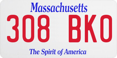 MA license plate 308BK0