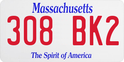 MA license plate 308BK2