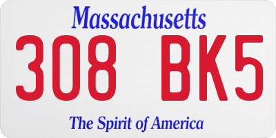 MA license plate 308BK5