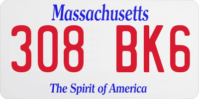MA license plate 308BK6
